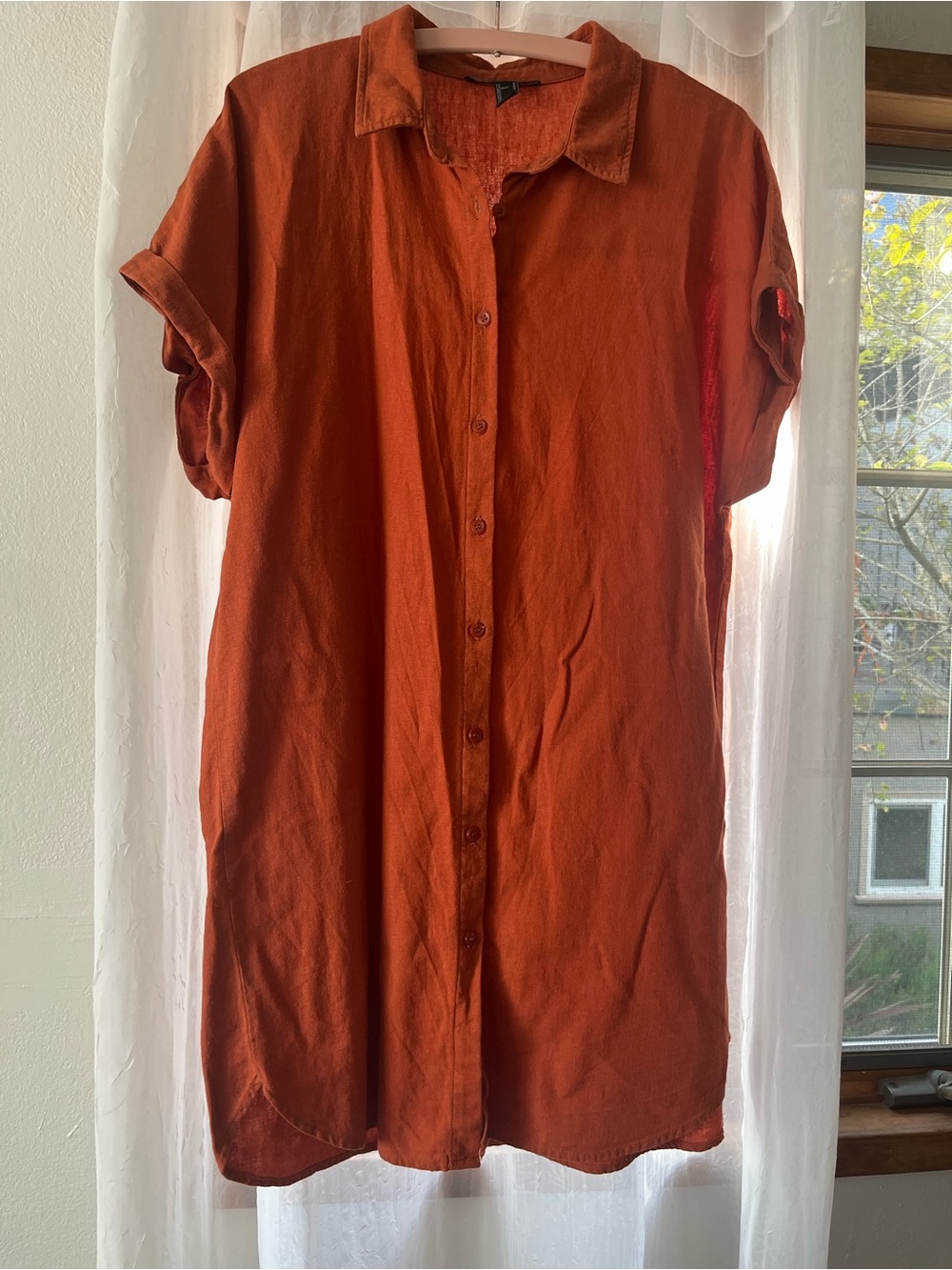 Linen blend shirt dress